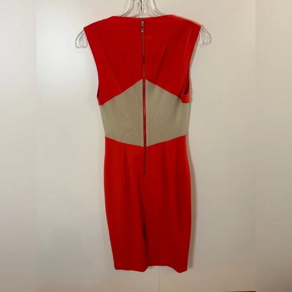 RACHEL Rachel Roy Red Midi Dress with Beige Accents - Picture 4 of 5